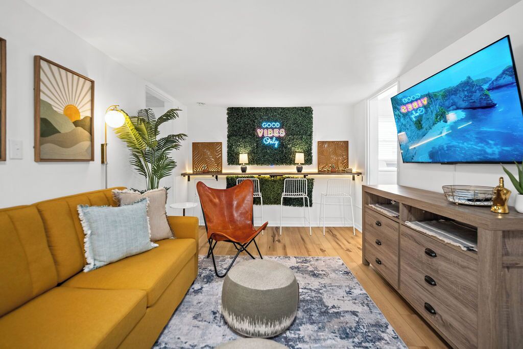 Smart TV, foosball, books