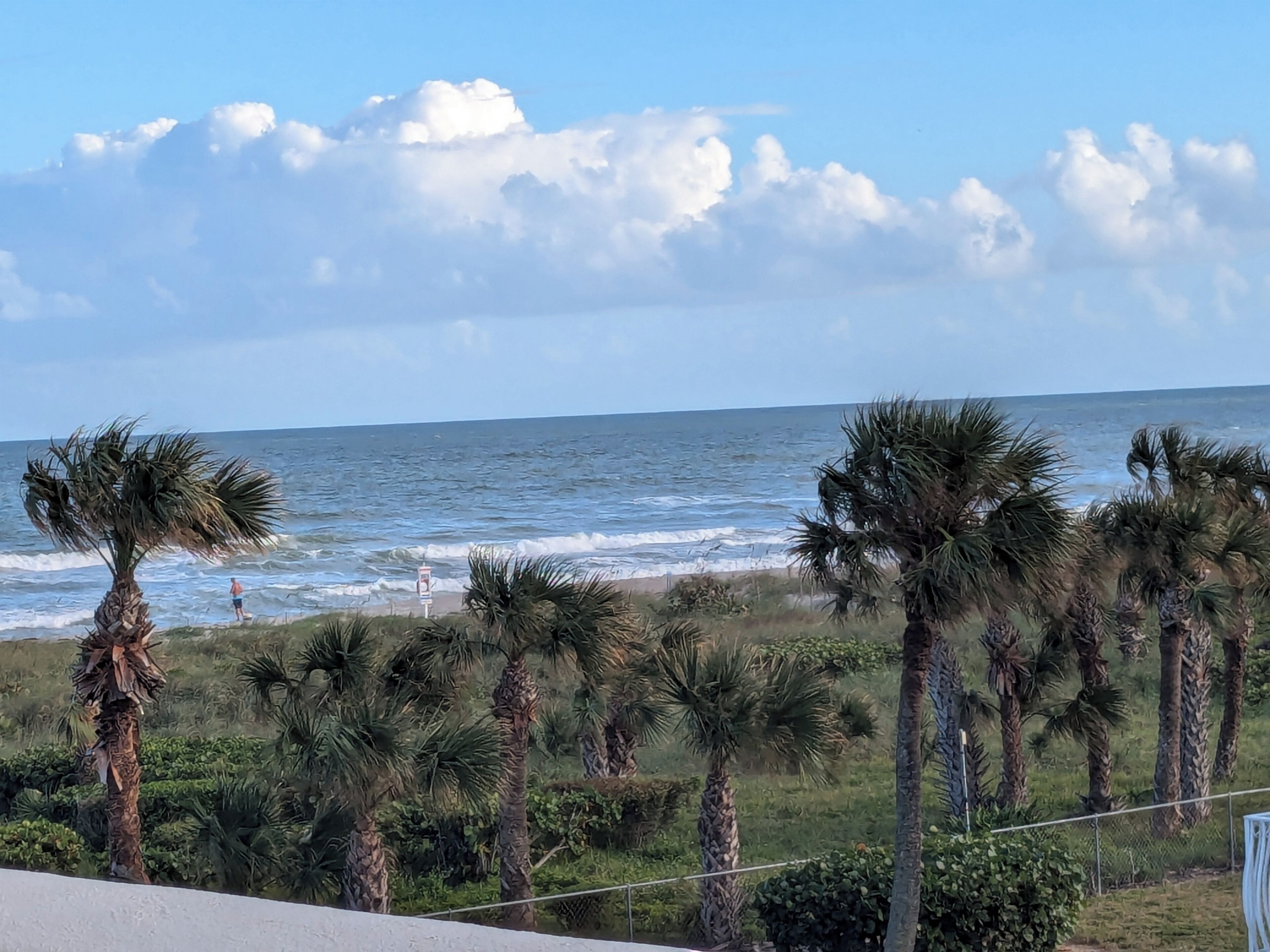 On the beach, sun-loungers, beach towels