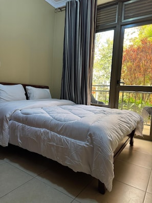 1 bedroom, blackout curtains, iron/ironing board