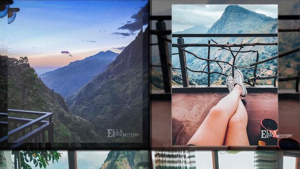 Un hôtel offrant une vue panoramique sur les montagnes, des espaces de détente en plein air et une terrasse en bois.