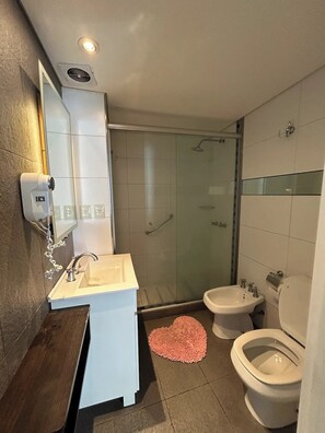 Haartrockner, Bidet, Handtücher, Seife