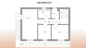 A floor plan of a building with four rooms, labeled as Wohnung 1, 2, 3, and 4, with their respective areas in square meters. - Spacious vacation apartment in Leverkusen-Opladen, quiet but centrally located (Leverkusen)