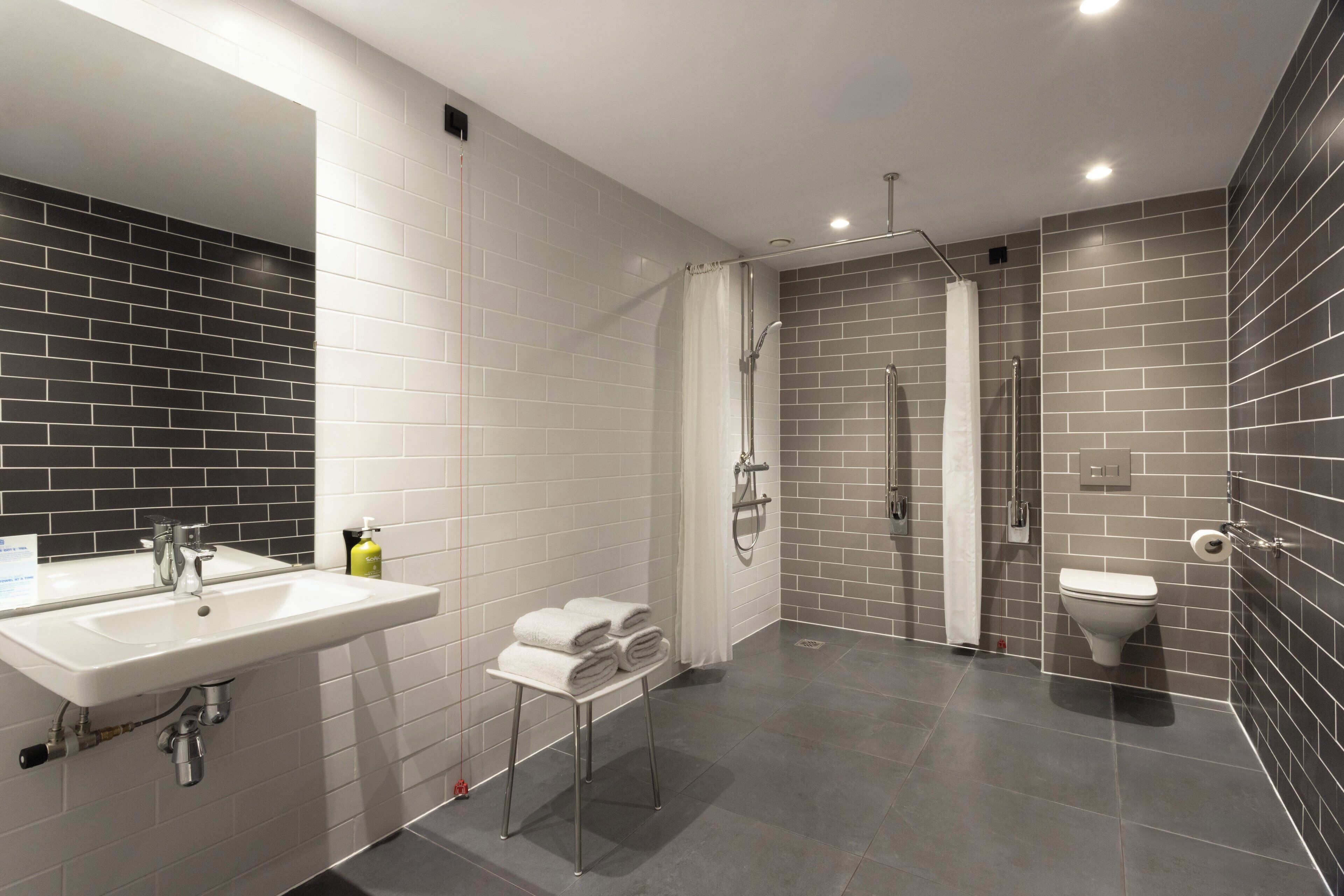 Standard Room, 1 Queen Bed with Sofa bed, Accessible (Free Breakfast) | Bathroom | Shower, hair dryer, towels, soap