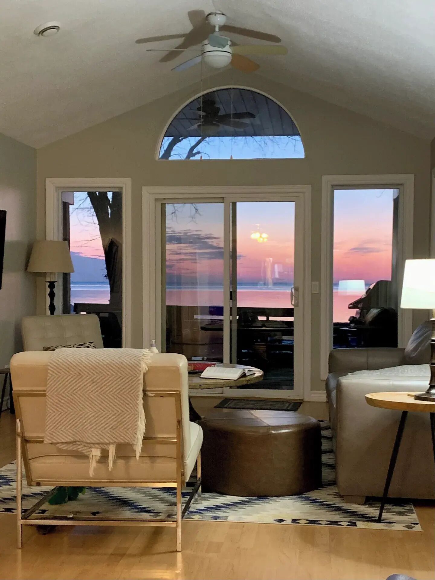 TV connectée, cheminée, livres