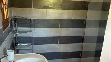 Hair dryer, towels, toilet paper