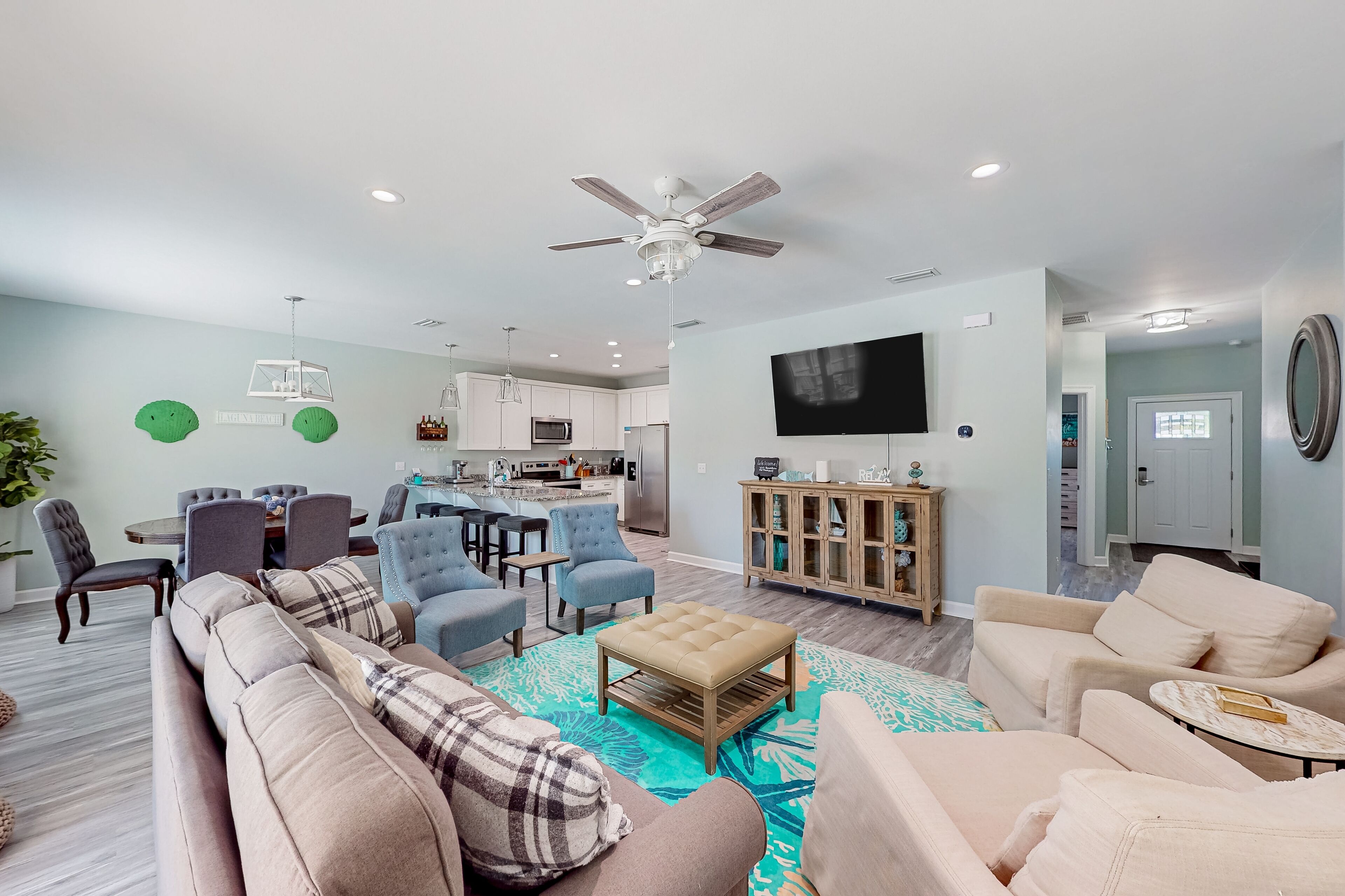 Brand-new home with pool, game room & huge yard, 2 blocks to the beach
