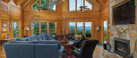 TV, fireplace, foosball, table tennis