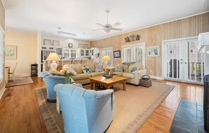 House, 5 Bedrooms | Living area - Screened Porches, Decks, Rockers, Hammocks And An Upstairs Balcony With Ocean Views 5 Bedroom Home by Peace Vacations (Georgetown)