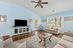 Condo, 3 Bedrooms | Living area - True Blue On 10th Hole, A Perfect Retreat For Golf Enthusiasts And Those Seeking A Relaxing Getaway 3 Bedroom Condo by Peace Vacations (Pawleys Island)