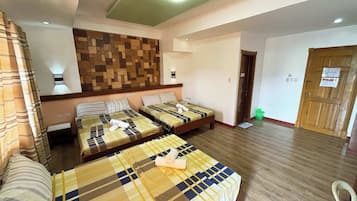 Desk, rollaway beds, bed sheets
