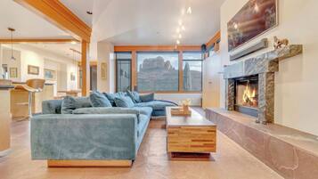 Smart TV, fireplace, video games