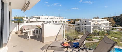 Family Apartment, Multiple Bedrooms, 2 Bathrooms, Mountainside (Luxury La Cala With Pool) | Terrace/patio