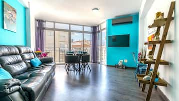 21-inch flat-screen TV with cable channels