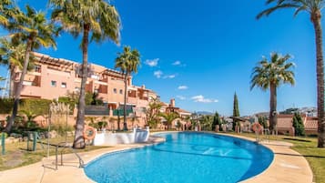 Family Apartment, Multiple Bedrooms, 2 Bathrooms, Mountainside (Family Duplex Riviera With Pool) | Pool | Seasonal outdoor pool