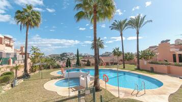 Family Apartment, Multiple Bedrooms, 2 Bathrooms, Mountainside (Family Duplex Riviera With Pool) | Pool | Seasonal outdoor pool