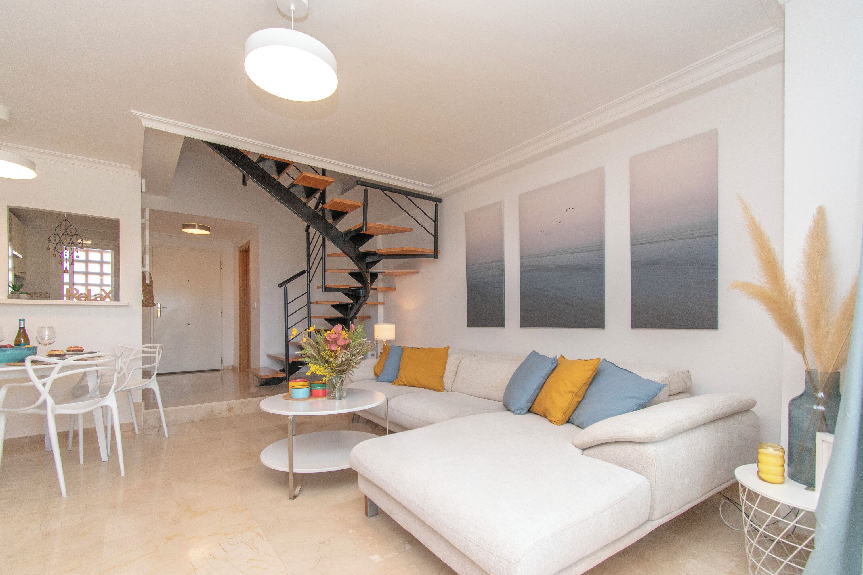 Family Apartment, Multiple Bedrooms, 2 Bathrooms, Mountainside (Family Duplex Riviera With Pool) | Living area | 21-inch flat-screen TV with cable channels