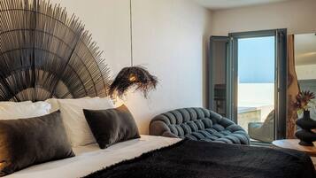 Deluxe Suite with Sea View and Outdoor Hot tub | Bettwäsche aus ägyptischer Baumwolle, hochwertige Bettwaren