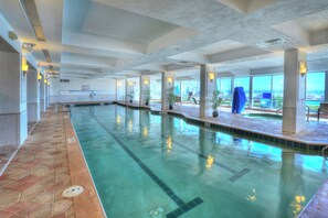 Indoor pool, a heated pool - Oceanfront 1-BR Condo | Balcony & Free Parking (Daytona Beach)