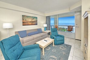 TV, stereo - Oceanfront 1-BR Condo | Balcony & Free Parking (Daytona Beach)