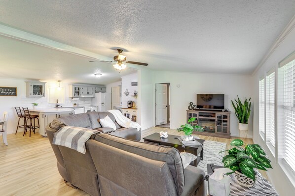 House (3 Bedrooms) | Living area | Fireplace, DVD player, books