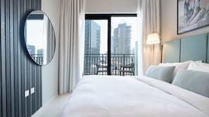 Appartement Deluxe, vue ville | 1 chambre, literie de qualité supérieure, couette en duvet d'oie