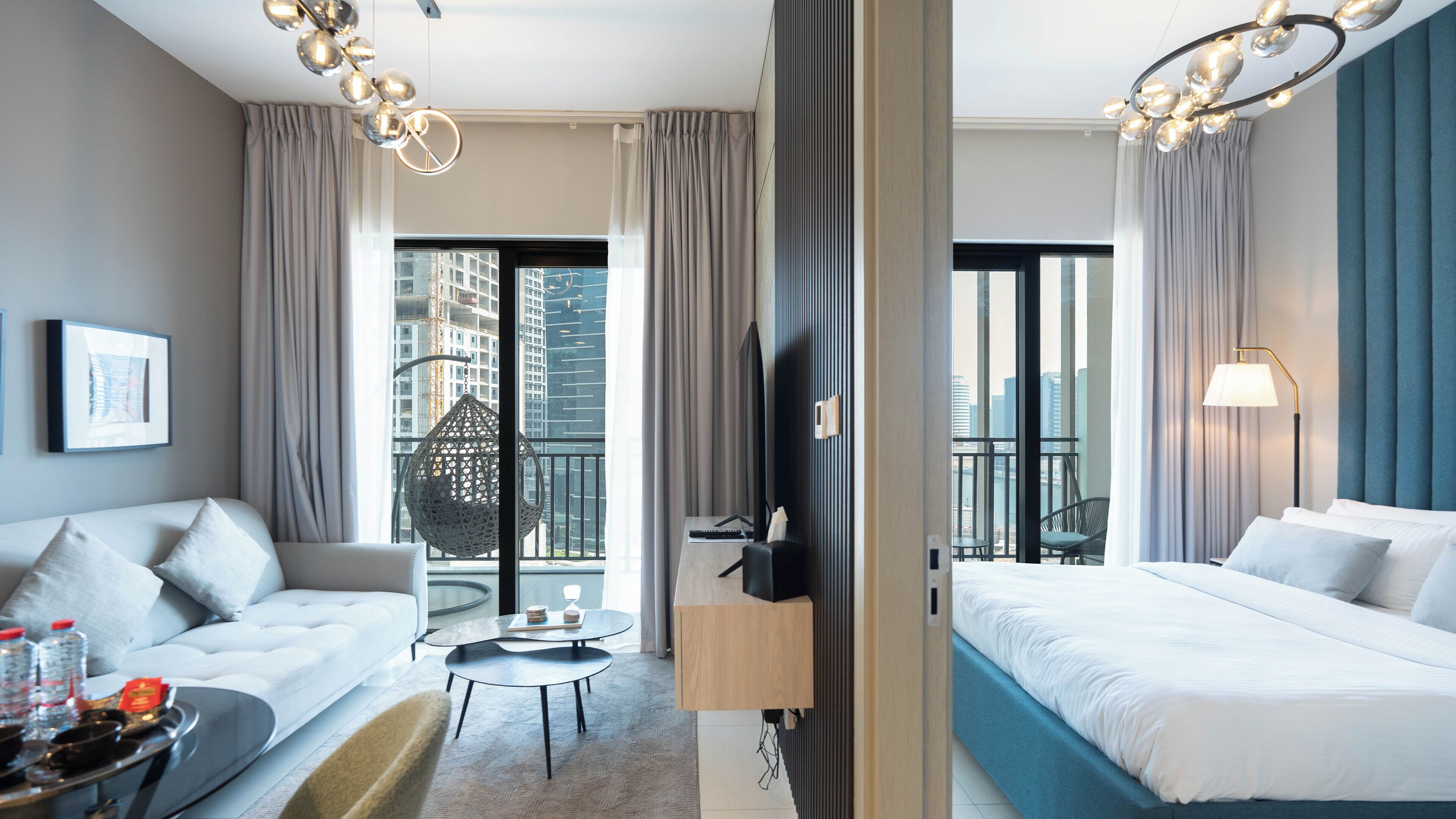 Deluxe Apartment, 1 Bedroom, Lake View | Living area | 50-inch Smart TV with digital channels