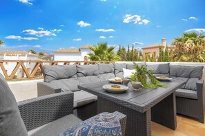 Family Apartment, Multiple Bedrooms, 2 Bathrooms, Mountainside (Sunset Golf Elegance) | Outdoor dining - Sunset Golf Elegance (Estepona)