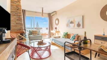 21-inch flat-screen TV with cable channels