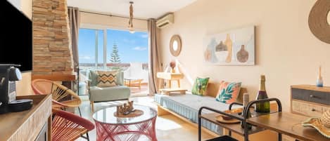 21-inch flat-screen TV with cable channels