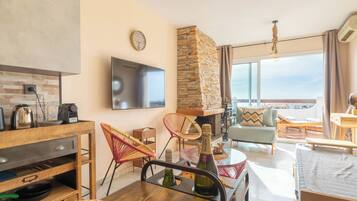 21-inch flat-screen TV with cable channels