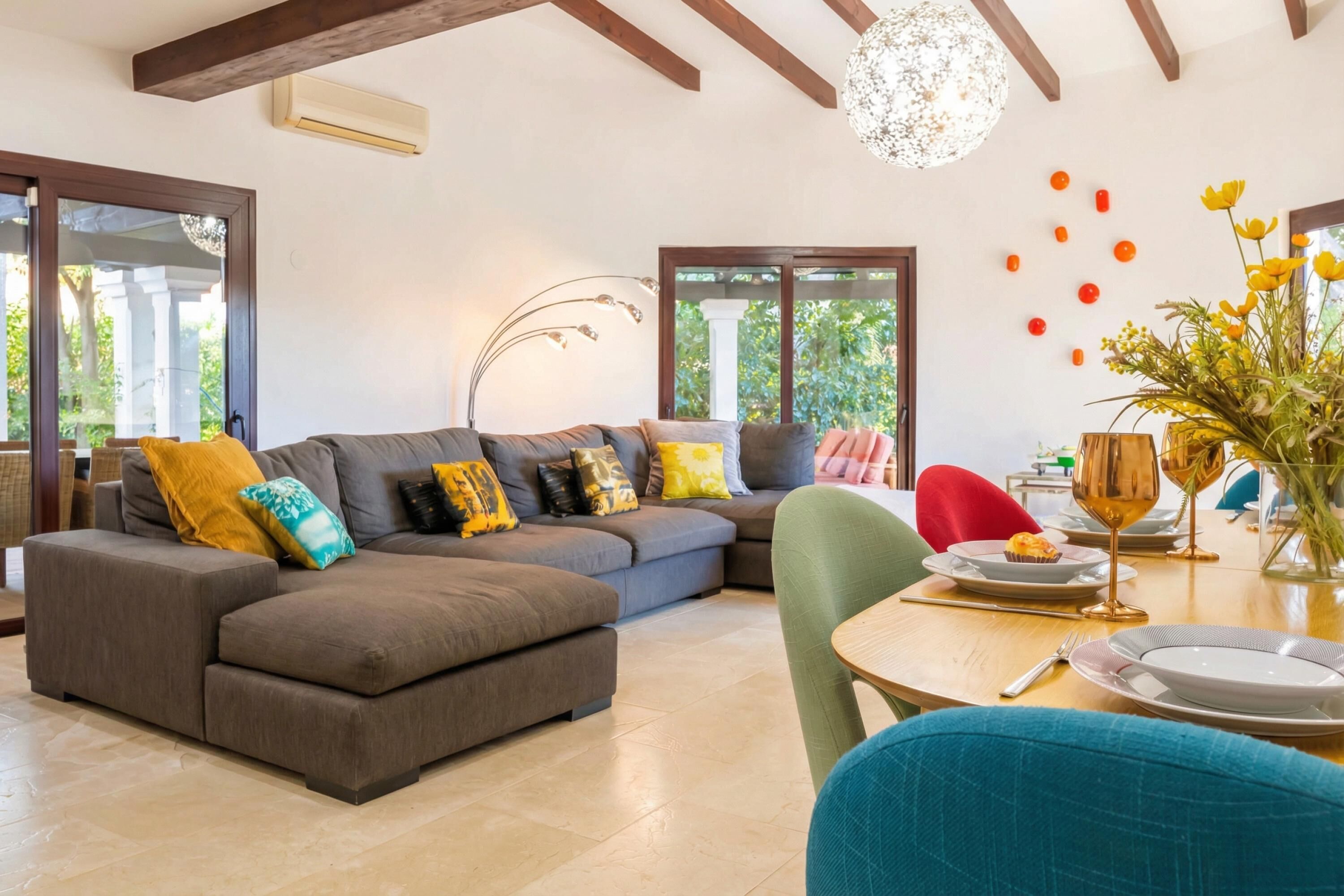 21-inch flat-screen TV with cable channels