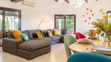 21-inch flat-screen TV with cable channels