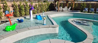 LAZY RIVER, Splash park, Pedal boats, Water slide, Theater, Arcade games, V/ball