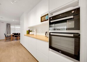 Fridge, microwave, oven, toaster