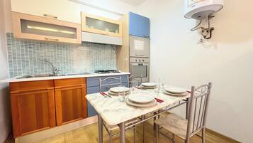 Full-sized fridge, oven