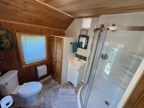 Shower, hair dryer, towels, soap - Cozy Cottage (Surry)