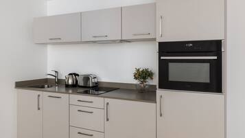 Full-sized fridge, microwave, oven, stovetop