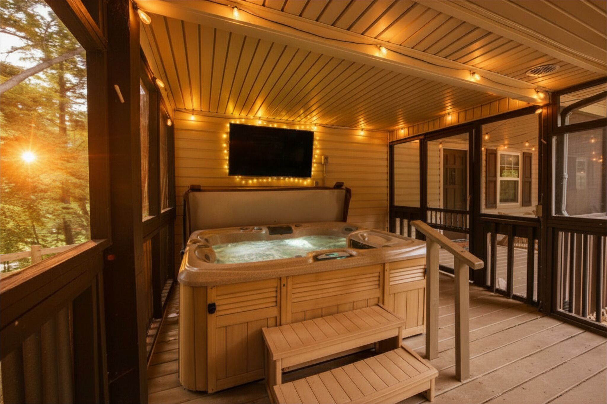 Indoor spa tub