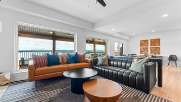 Smart TV, fireplace, video games, music library