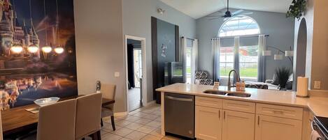 Fridge, microwave, oven, dishwasher