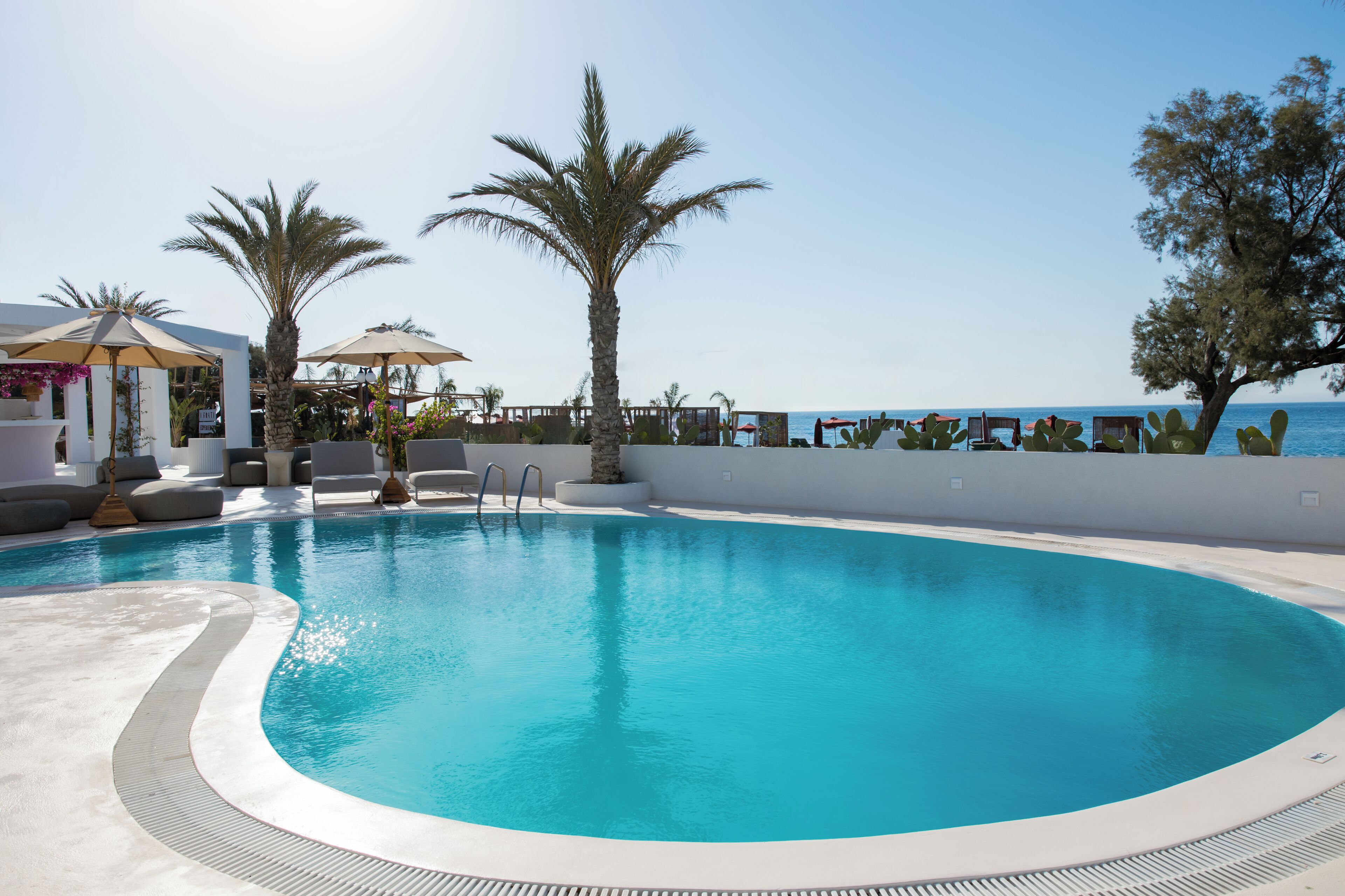 Outdoor pool, pool loungers
