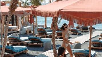 Private beach, black sand