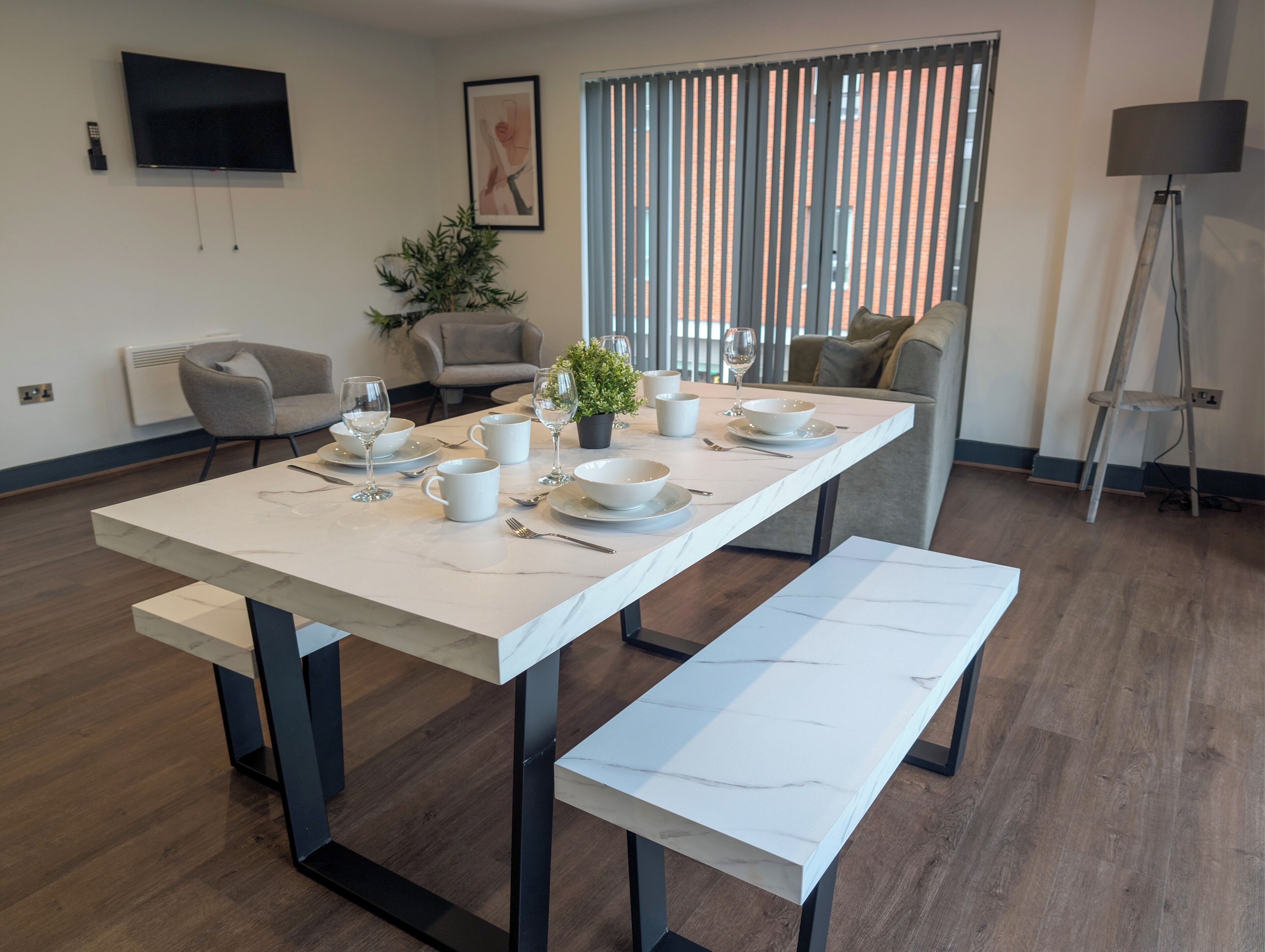 Superior Apartment, 2 Double Beds, Non Smoking (Walk-in Shower;with Sofabed) | Living area | 40-inch TV with digital channels