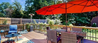 Two-story dog-friendly house with enclosed yard, grill, patio, W/D