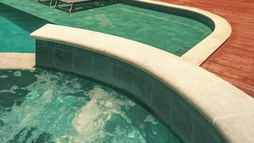 Outdoor pool, open 10:30 AM to 9:00 PM, pool umbrellas, sun loungers