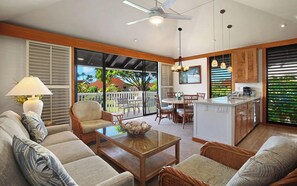 Living area - Kiahuna Plantation Resort 63 Royal Garden 1 BD (Koloa)