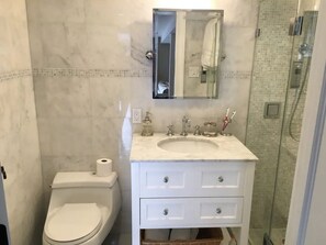 Secadora de cabello, jabón, papel de baño 