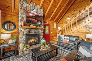 TV, fireplace, offices