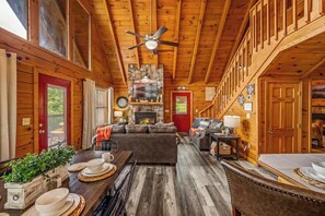 TV, fireplace, offices