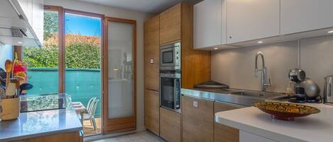 Microwave, oven, dishwasher, high chair